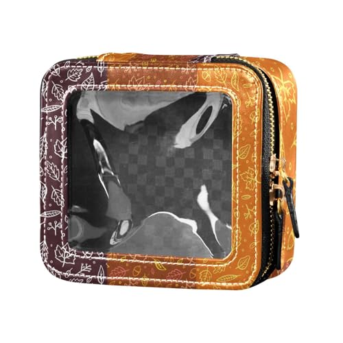 ZRWLUCKY Kosmetiktasche mit Herbstpflanzenblättern, wasserdicht, transparent, Kosmetiktasche mit Reißverschluss für Damen, Herbstpflanzenblätter von ZRWLUCKY