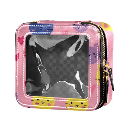 ZRWLUCKY Kosmetiktasche mit Herz-Katze, Pfirsichfarben, Reisetaschen für Toilettenartikel, Kosmetik-Organizer für Reisen, Herz Katze Pfirsich, Herz Katze Pfirsich von ZRWLUCKY