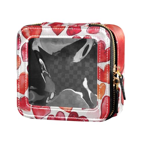 ZRWLUCKY Kosmetiktasche mit Herzmotiv, Hot Pfirsich, transparent, Reise-Kulturbeutel, Make-up-Organizer für Reisen, Herz Hot Pfirsich von ZRWLUCKY