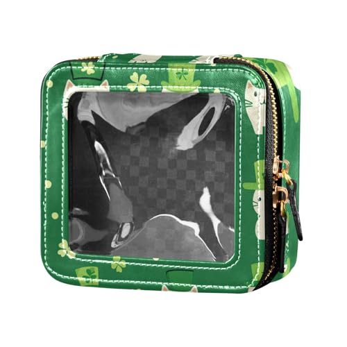 ZRWLUCKY Kosmetiktasche mit Katzen- und Kleeblattmotiv, transparent, mit Reißverschluss, für Damen, Katzen- und Kleeblattgrün, Katze und Kleegrün ZRWLUCKY Kosmetiktasche mit Katzen- und Kleeblattmotiv, transparent, mit Reißverschluss, für Damen, Katzen- und Kleeblattgrün, Katze und Kleegrün von ZRWLUCKY