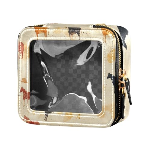 ZRWLUCKY Kosmetiktasche mit Reißverschluss, Motiv: Pferd und Western-Cowboy, transparent, Reisetasche, Kosmetiktasche mit Reißverschluss, für Damen, Pferd und Western-Cowboy, Pferd und Western-Cowboy von ZRWLUCKY