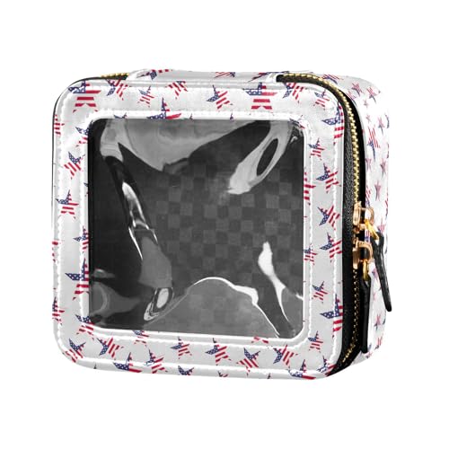 ZRWLUCKY Kosmetiktasche mit USA-Flagge und Sternen, transparent, klein, für Geldbörse, wasserdicht, Reise-Kosmetiktasche zum Fliegen, USA-Flagge Sterne 4. Juli Amerikanische Flagge von ZRWLUCKY