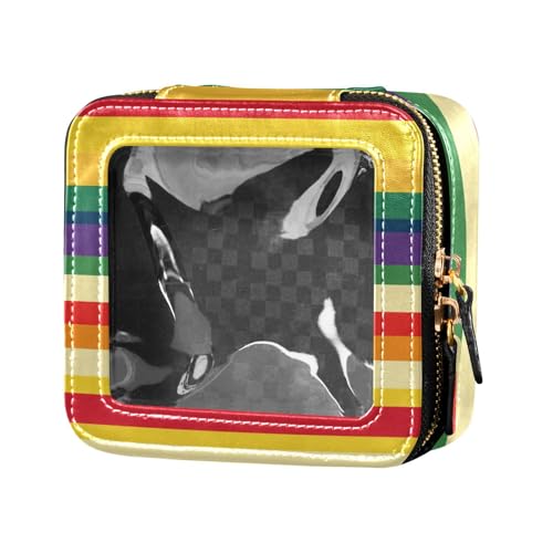 ZRWLUCKY Kosmetiktasche mit bunten Streifen, aus Leder, Kulturbeutel, Organizer für Damen, bunte Streifen, Bunte Streifen von ZRWLUCKY