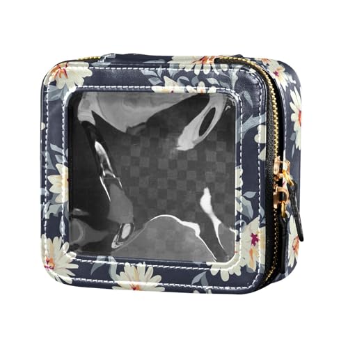 ZRWLUCKY Kosmetiktasche mit hübschem Gänseblümchen-Blumenmuster, transparent, Reise-Make-up-Tasche, Kulturbeutel, Kosmetik-Organizer für Reisen, Hübsche Gänseblümchen-Blumen von ZRWLUCKY