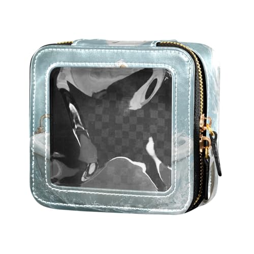 ZRWLUCKY Kosmetiktasche mit niedlichem Eisbär-Design, Retro-Badewanne, niedlicher Make-up-Tasche, transparenter Kulturbeutel, Kosmetik-Organizer für Damen, Niedlicher Eisbär-Retro-Badewanne von ZRWLUCKY