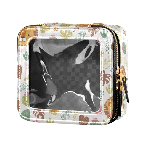 ZRWLUCKY Kosmetiktasche mit niedlichem Löwen-Tiermotiv, tropische Pflanzen, Reise-Make-up-Tasche, transparent, wasserdicht, Reise-Kulturbeutel, tragbarer Make-up-Organizer für Damen, Niedliches ZRWLUCKY Kosmetiktasche mit niedlichem Löwen-Tiermotiv, tropische Pflanzen, Reise-Make-up-Tasche, transparent, wasserdicht, Reise-Kulturbeutel, tragbarer Make-up-Organizer für Damen, Niedliches von ZRWLUCKY