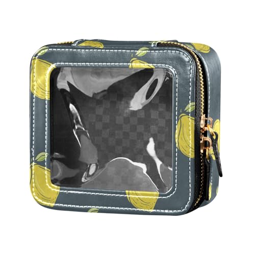 ZRWLUCKY Kosmetiktasche mit niedlichem gelben Zitronenmuster, transparent, klein, für Geldbörse, Kulturbeutel, Kosmetiktasche, Organizer für Damen, Niedliches gelbes Zitronenmuster von ZRWLUCKY