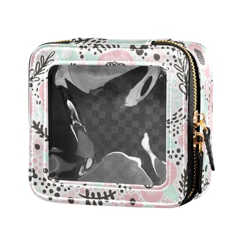 ZRWLUCKY Kosmetiktasche mit niedlicher Blume, aus transparentem Leder, Kulturbeutel, kleine Kosmetiktasche für Damen, Süße Blume von ZRWLUCKY