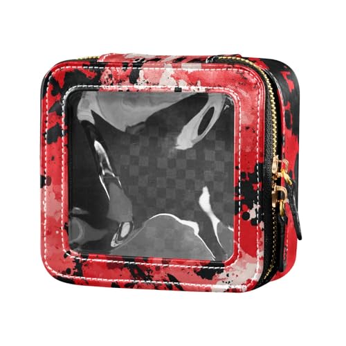 ZRWLUCKY Kosmetiktasche mit rotem Camouflage-Muster, niedlich, Leder, Kulturbeutel, Mini-Make-up-Behälter für Damen, rote Tarnung, Rote Tarnung von ZRWLUCKY