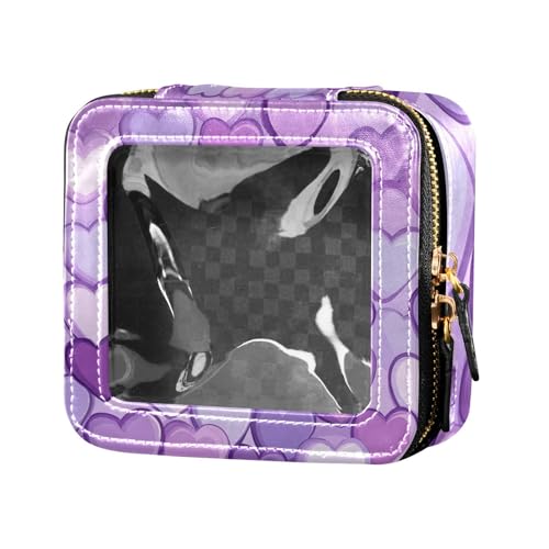 ZRWLUCKY Kosmetiktasche mit schönem Herz, transparent, für Toilettenartikel, tragbar, Make-Up-Organizer für Reisen, violettes schönes Herz, Violettes schönes Herz von ZRWLUCKY