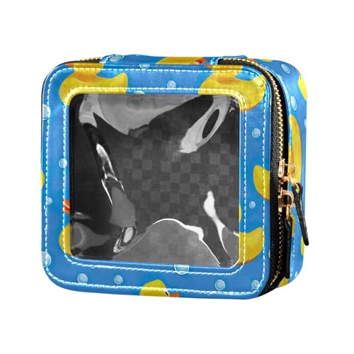 ZRWLUCKY Kosmetiktasche mit süßen, gelben Gummienten, Enten, Seife, transparent, Reise-Make-up-Tasche, Kulturbeutel, tragbarer Make-up-Organizer zum Fliegen, Süße gelbe Gummi-Enten-Seife von ZRWLUCKY