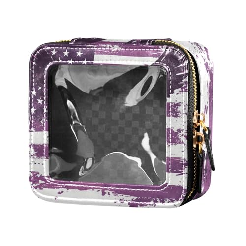 ZRWLUCKY Kosmetiktasche mit violettem Herzmotiv, transparent, klein, für Geldbörse, wasserdicht, Reise-Kulturbeutel, Kosmetiktasche für Reisen, Violetter Herz-Day-Vogel von ZRWLUCKY