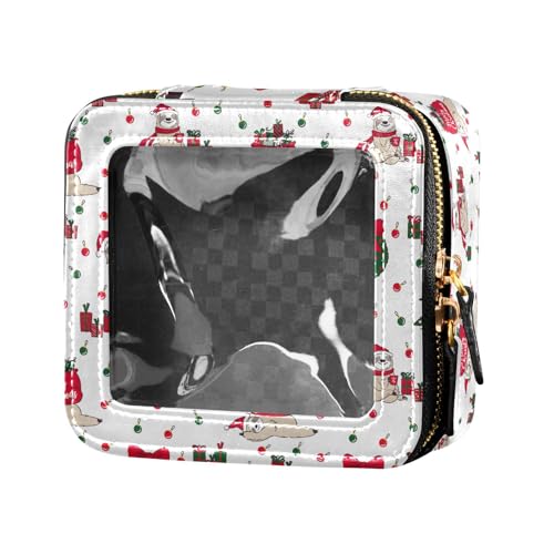 ZRWLUCKY Kosmetiktasche mit weihnachtlichem Faultiermotiv, niedlich, transparent, wasserdicht, Reise-Kulturbeutel, Nagellack-Organizer-Tasche zum Fliegen, Weihnachtliches Faultiermuster von ZRWLUCKY