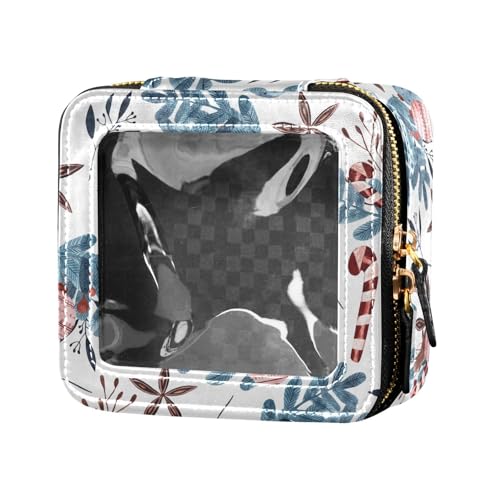 ZRWLUCKY Kosmetiktasche mit weihnachtlichen Sternen, Anis, Pflanzenblättern, transparent, für Geldbörse, Reise-Kulturbeutel, Hautpflege-Tasche zum Fliegen, Weihnachts-Süßigkeitenblätter, Sternanis von ZRWLUCKY