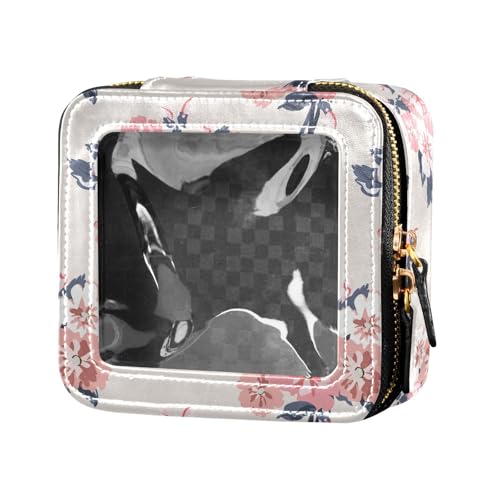 ZRWLUCKY Kosmetiktasche mit zarten Pfirsichsträußen und Blumen, transparent, klein, für Geldbörse, Kulturbeutel, Reise-Kosmetiktasche für Reisen, Zarte Pfirsichsträuße Sommerblumen von ZRWLUCKY