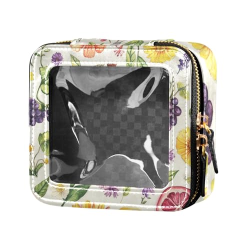ZRWLUCKY Kulturbeutel mit buntem Obst und Blumen, transparent, Kulturbeutel mit Reißverschluss, tragbarer Make-up-Organizer für Fliegen, bunte Früchte und Blumen, Bunte Früchte und Blumen von ZRWLUCKY