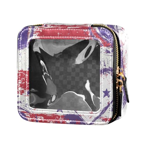 ZRWLUCKY Kulturbeutel mit violetten Sternen und Herzen, niedlich, transparent, Kulturbeutel mit Reißverschluss, kleine Kosmetiktasche für Geldbörse, für Reisen, violette Sterne und Herzen, Violette von ZRWLUCKY