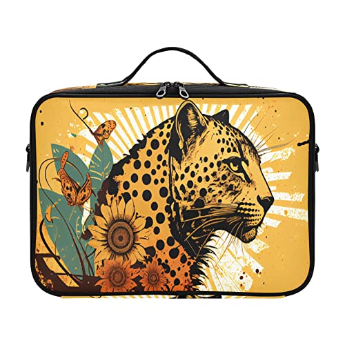 ZRWLUCKY Leopard Plant Sunflower cosmetic organizer toiletry bag toiletry travel large makeup bags capacity makeup bag cartera de maquillaje para mujer for womens men mens woman mom kids teenage von ZRWLUCKY