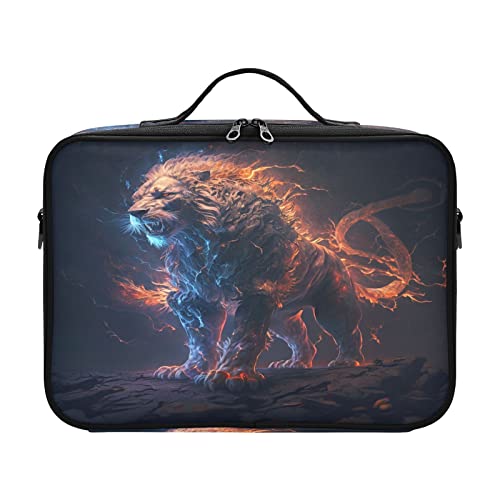 ZRWLUCKY Lion Ice Fire Kosmetiktasche mit Kordelzug, Reisetaschen für Damen, Make-up-Tasche, Make-up-Tasche für Geldbörse, separadores de maquillaje für Damen, Herren, Damen, Mutter, Kinder, Teenager von ZRWLUCKY