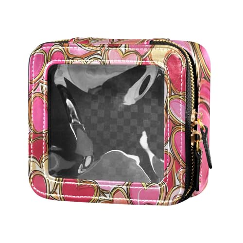 ZRWLUCKY Love Hearts Pfirsichfarbene Make-up-Tasche, Kulturbeutel, Hautpflege-Tasche für Damen, Liebesherzen Pfirsich von ZRWLUCKY