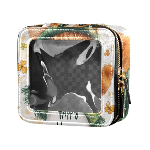 ZRWLUCKY Lucky Cat and Clover Cute Makeup Bag Clear Toiletry Bag Skin Care Bag for Flying, Glückskatze und Kleeblatt von ZRWLUCKY