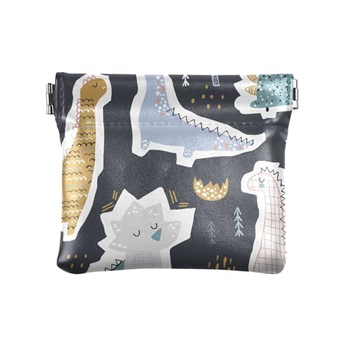 ZRWLUCKY Lustige Dinosaurier-Geldbörse für Damen, klein, Leder, Geldbörse, praktische Mini-Geldbörse für Kleingeld, Münzfach für Frauen und Mädchen, Lustige Dinosaurier, 4.33"(L) x 3.74"(W) x von ZRWLUCKY