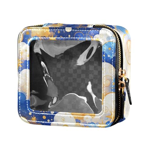 ZRWLUCKY Make-up-Tasche, Motiv: Nachthimmel, transparent, Reisetasche, Kosmetiktasche, Organizer für Reisen, blauer und goldener Nachthimmel, Blau und Gold, Blauer und goldener Nachthimmel von ZRWLUCKY