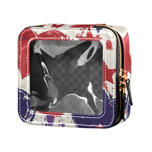 ZRWLUCKY Make-up-Tasche, Motiv: blaue Sterne und Herz, transparent, Kulturbeutel, tragbarer Make-up-Organizer für Reisen, blaue Sterne und Herz, Blaue Sterne und Herz von ZRWLUCKY