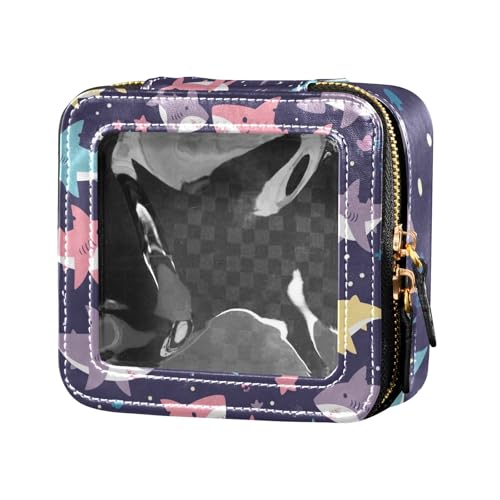 ZRWLUCKY Make-up-Tasche, wasserdicht, Reise-Kulturbeutel, Make-up-Tasche, Organizer für Fliegen, Seefische und Sterne, Violett, Seefisch und Stern, violett von ZRWLUCKY