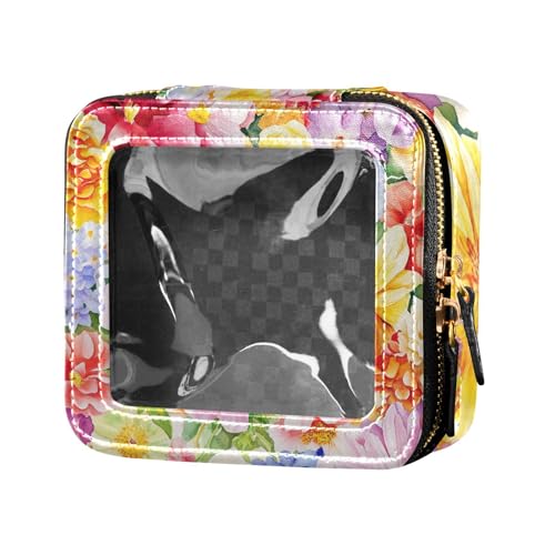 ZRWLUCKY Make-up-Tasche für den Sommer, verschiedene Blumen, transparent, Reisetaschen für Toilettenartikel, Leder, Organizer-Taschen für Reisen, Sommer, verschiedene Blumen von ZRWLUCKY