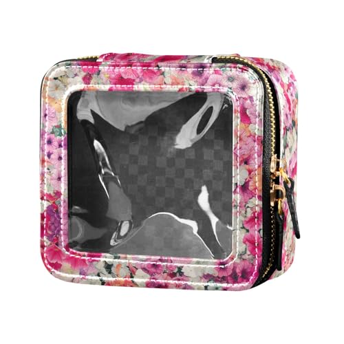 ZRWLUCKY Make-up-Tasche mit Blumenmuster, minimalistisches Kunst-Design, transparent, für Geldbörse, Kulturbeutel, Kosmetiktasche, Organizer für Reisen, Minimales Kunst-Design mit Blumen von ZRWLUCKY