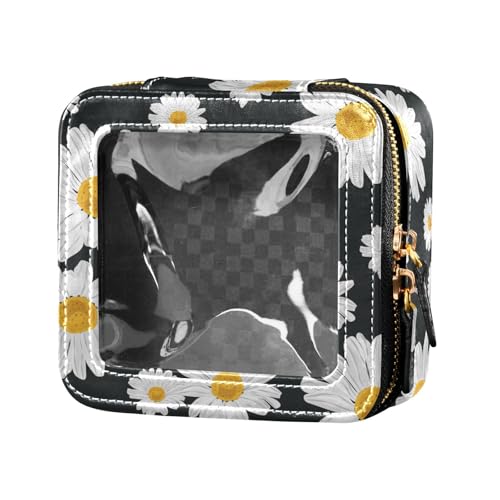 ZRWLUCKY Make-up-Tasche mit Blumenmuster und Gänseblümchen, Kamillen, transparent, Reisetaschen für Toilettenartikel, tragbarer Make-up-Organizer für Reisen, Blumenmuster Gänseblümchen Kamillenblüten von ZRWLUCKY