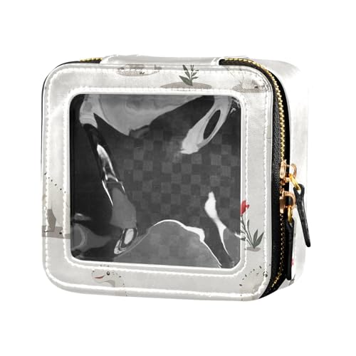 ZRWLUCKY Make-up-Tasche mit Cartoon-Dinosauriern und Blumen, wasserdicht, transparent, Kulturbeutel, tragbarer Make-up-Organizer für Reisen, Cartoon-Dinosaurier und Blumen, Cartoon-Dinosaurier und von ZRWLUCKY