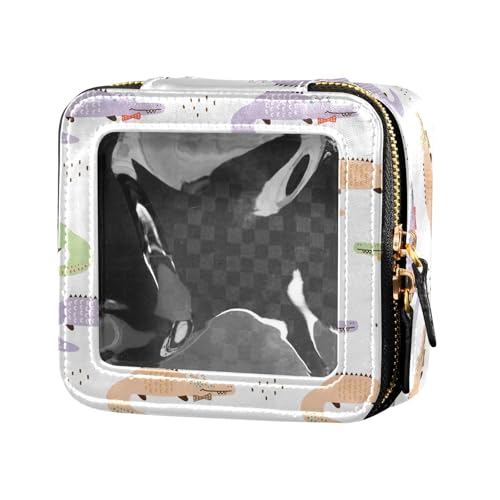 ZRWLUCKY Make-up-Tasche mit Cartoon-Krokodil-Design, transparentes Leder, Mini-Make-up-Behälter für Damen, Cartoon-Krokodil-Design von ZRWLUCKY