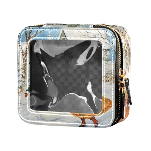 ZRWLUCKY Make-up-Tasche mit Schneemann-Motiv, transparent, klein, wasserdicht, Reise-Kulturbeutel, Kosmetiktasche für Damen, Schneemann-Tanzmuster von ZRWLUCKY