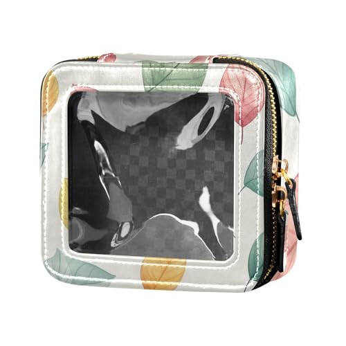 ZRWLUCKY Make-up-Tasche mit buntem Blätterhintergrund, transparent, kleine Make-up-Tasche für Geldbörse, Kulturbeutel mit Reißverschluss, tragbarer Make-up-Organizer für Reisen, bunte Blätter, von ZRWLUCKY