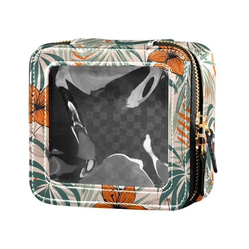 ZRWLUCKY Make-up-Tasche mit bunten tropischen Pflanzenblättern, wasserdicht, Reise-Kulturbeutel, Nagellack-Organizer-Tasche zum Fliegen, Bunte tropische Pflanzenblätter von ZRWLUCKY