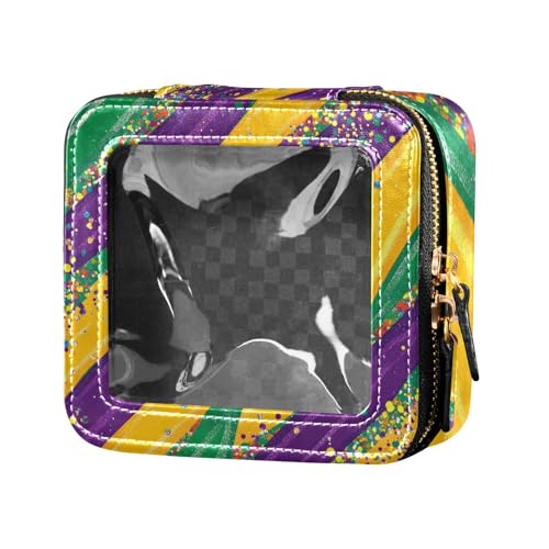 ZRWLUCKY Make-up-Tasche mit farbigen Partikeln, violett, transparent, kleine Reisetaschen für Toilettenartikel, tragbarer Make-up-Organizer für Reisen, farbige Partikel, Violett, Farbige Partikel, von ZRWLUCKY