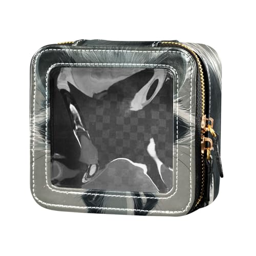 ZRWLUCKY Make-up-Tasche mit lustigem Cartoon-Motiv und Waschbär-Anger-Design, transparent, Reisetaschen für Toilettenartikel, tragbarer Make-up-Organizer für Reisen, Lustiger Waschbär-Wut von ZRWLUCKY