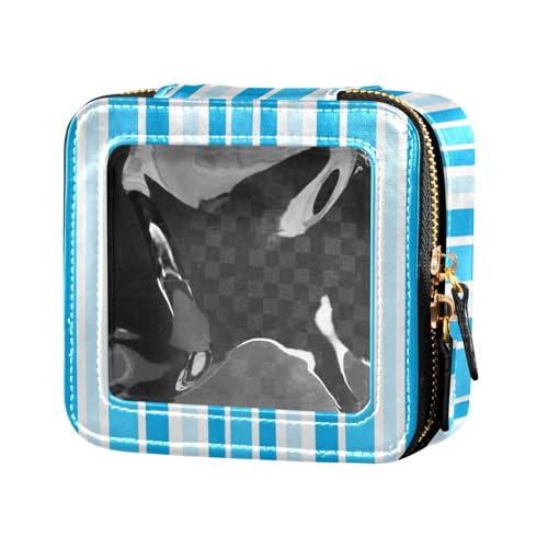 ZRWLUCKY Make-up-Tasche mit vertikalen Streifen, wasserdicht, Reise-Kulturbeutel, Nagellack-Organizer-Tasche zum Fliegen, Blau, Blaue vertikale Streifen. von ZRWLUCKY