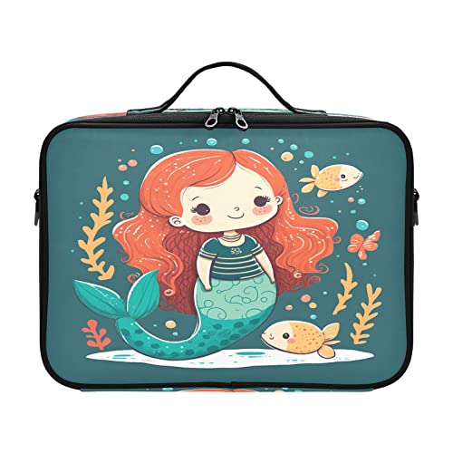 ZRWLUCKY Meerjungfrau-Fisch-Kosmetiktasche mit Kordelzug, Reise-Make-up-Tasche, Make-up-Taschen für Frauen, Estuche Para Guardar Maquillaje für Frauen, Mädchen, Teenager, Damen, Teenager, männlich von ZRWLUCKY