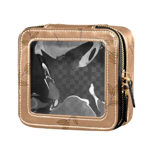 ZRWLUCKY Mini-Make-up-Tasche, Motiv: Blätter, Herbstbraun, transparent, Reise-Kulturbeutel, kleine Kosmetiktasche für Geldbörse für Reisen, Laub, Herbstbraun von ZRWLUCKY