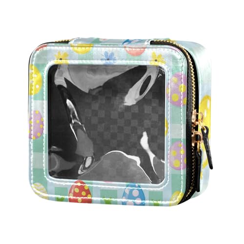 ZRWLUCKY Mini-Make-up-Tasche, gestreift, transparent, wasserdicht, Reise-Kulturbeutel, kleine Kosmetiktasche für Geldbörse für Reisen, Gestreifte Osterfeiern von ZRWLUCKY