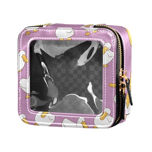 ZRWLUCKY Mini-Make-up-Tasche, transparent, mit Reißverschluss, Kosmetiktasche, Organizer für Reisen, Entenweiß und Pfirsich, Entenweiß und Pfirsich von ZRWLUCKY