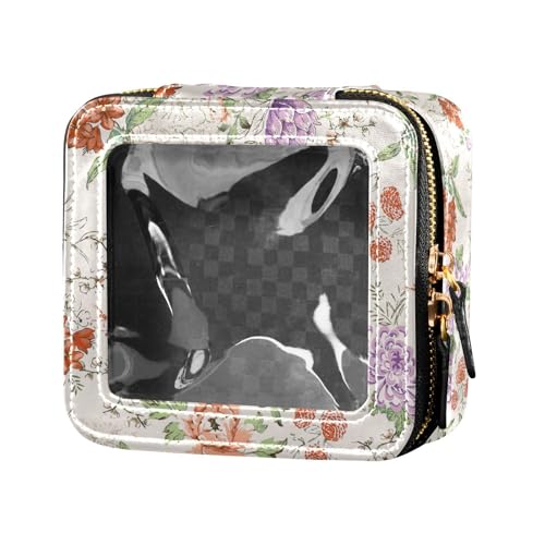 ZRWLUCKY Mini-Make-up-Tasche mit Aquarell-Blumen, transparent, wasserdicht, Reise-Kulturbeutel, Make-up-Organizer für Damen, Aquarell, Blumen, Blumen von ZRWLUCKY