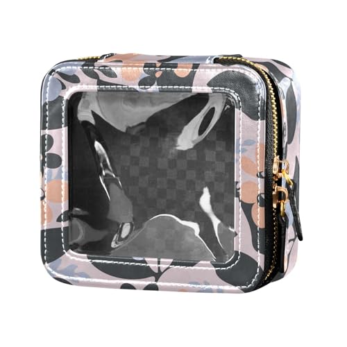 ZRWLUCKY Mini-Make-up-Tasche mit Blumenblättern, transparent, mit Reißverschluss, Kosmetik-Organizer für Reisen, Blütenblätter, Violett von ZRWLUCKY
