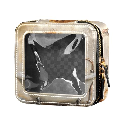 ZRWLUCKY Mini-Make-up-Tasche mit Cartoon-Löwen-Design, transparent, tragbar, Make-up-Organizer zum Fliegen, Cartoon-Löwen-Badewanne im Vintage-Stil von ZRWLUCKY