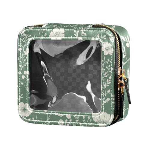 ZRWLUCKY Mini-Make-up-Tasche mit Pfingstrosen, Salbeigrün, transparent, Kulturbeutel, Kosmetik-Organizer für Reisen, Pfingstrosen, Salbeigrün, Pfingstrosen, Salbeigrün von ZRWLUCKY