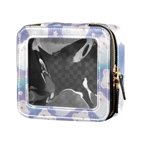 ZRWLUCKY Mini-Make-up-Tasche mit Reißverschluss, Motiv: Bär und Stern, transparent, mit Reißverschluss, Hautpflege-Tasche für Damen, weißer Bär und Stern, Weißer, schöner Bär und Stern von ZRWLUCKY