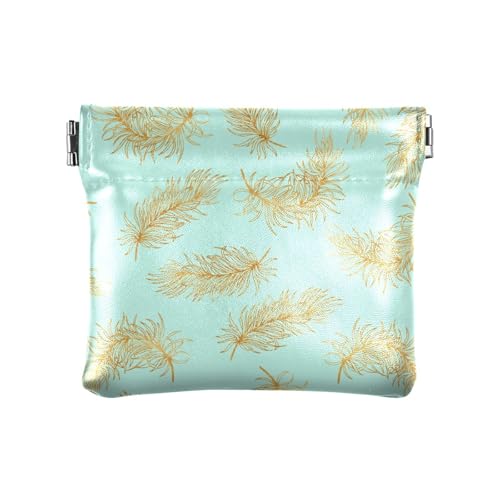 ZRWLUCKY Mint and Gold Damen PU Leder Münzbörse Wasserdicht Kartenetuis Geld Organizer für Frauen, Mehrfarbig, 4.33"(L) x 3.74"(W) x 0.39"(H), Aufdruck von ZRWLUCKY